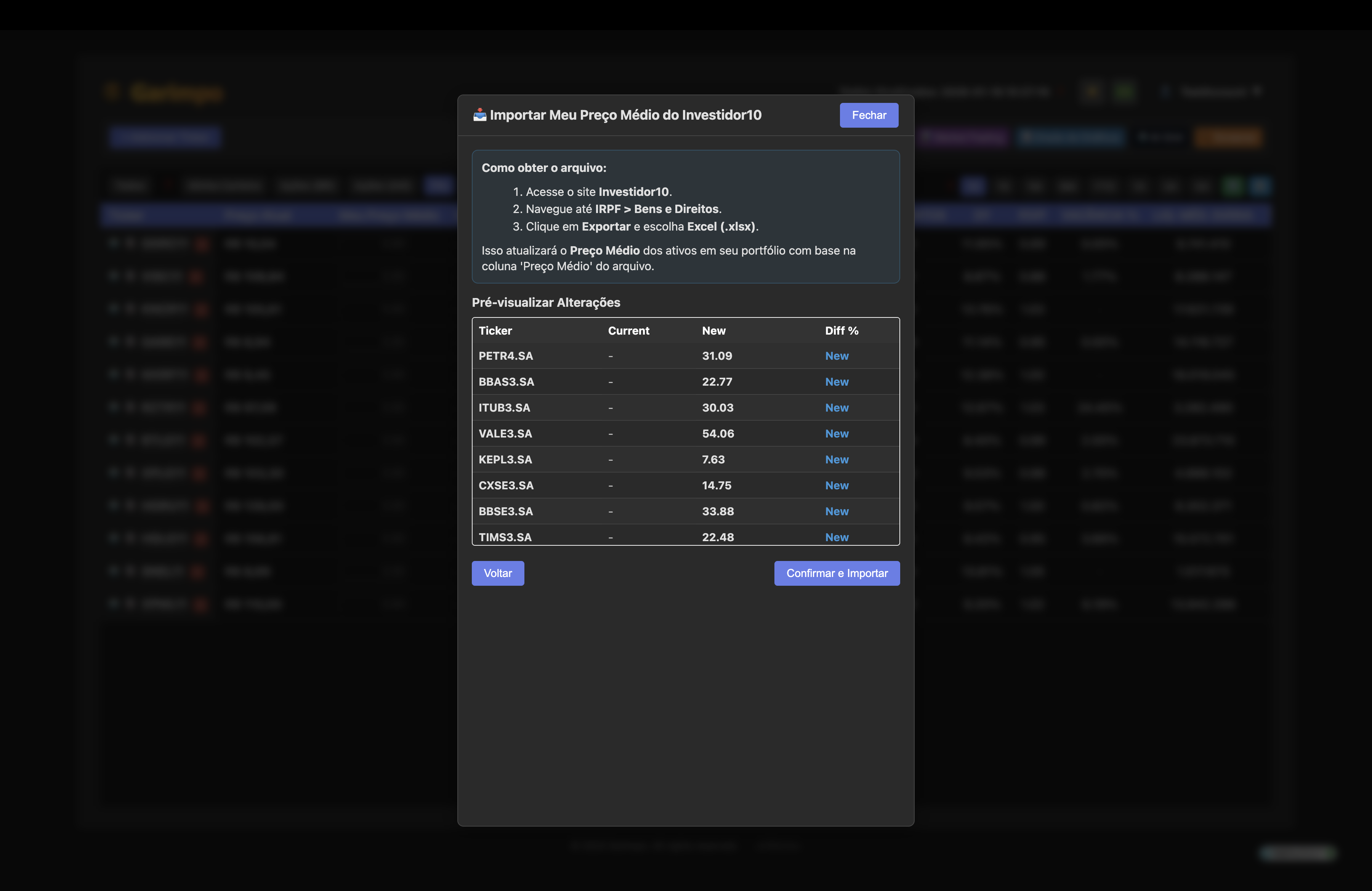 Import Avg Price (Modal)