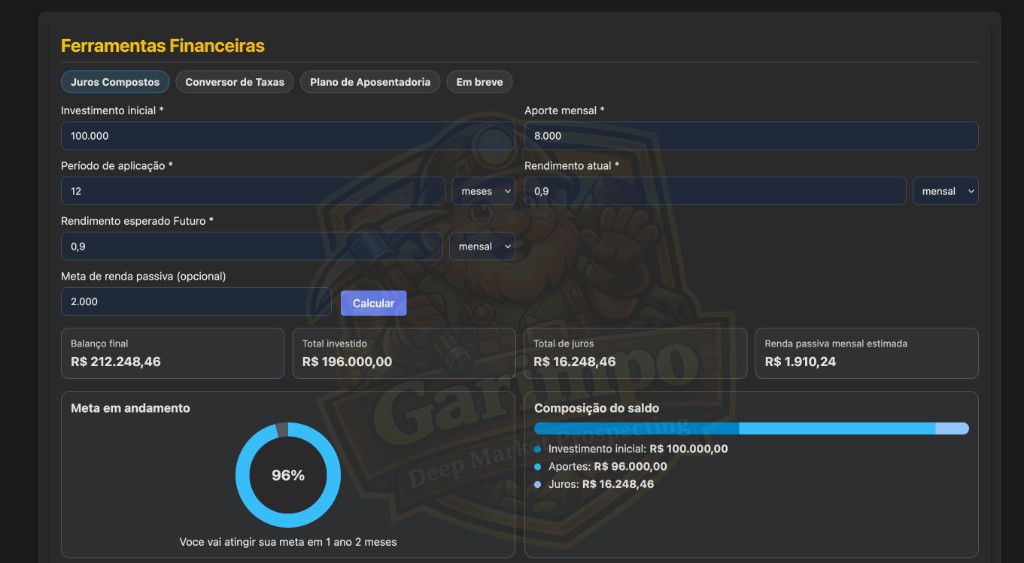 Ferramentas (Juros Compostos - Visão Geral)