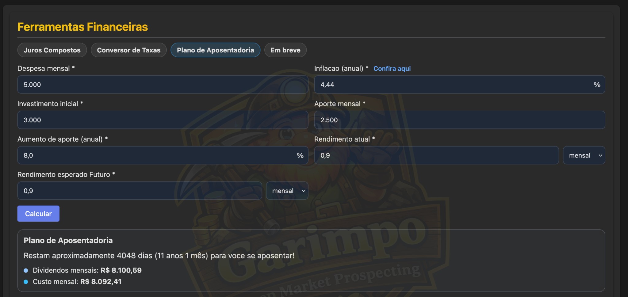 Ferramentas (Plano de Aposentadoria - Visão Geral)